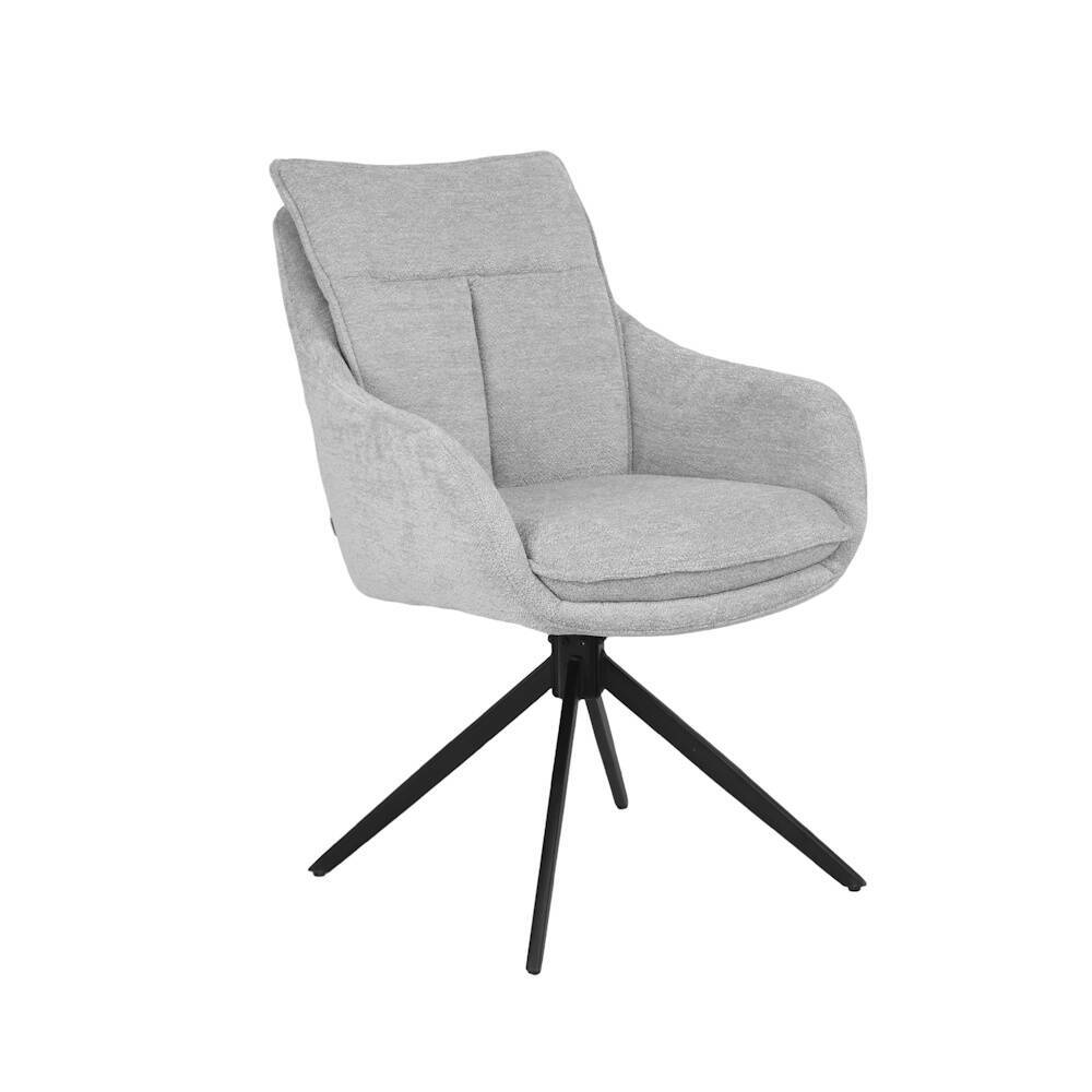 SILLA MOD. MICAELA TELA C/ GRIS CLARO - PATA NEGRA CAJAS DE 2 UDS - GIRATORIA 180º