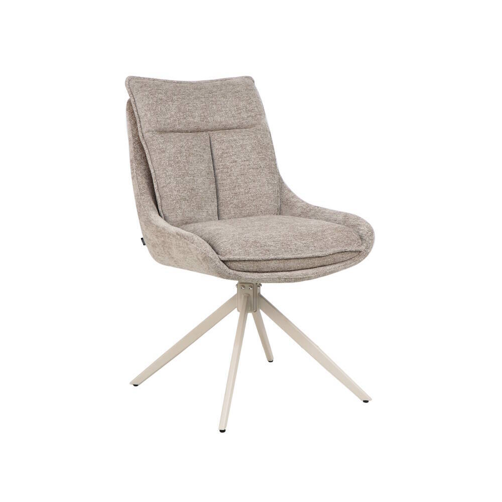 SILLA MOD. NAVIA TELA C/ BEIGE TOSTADO - PATA CREMA CAJAS DE 2 UDS - GIRATORIA 180º