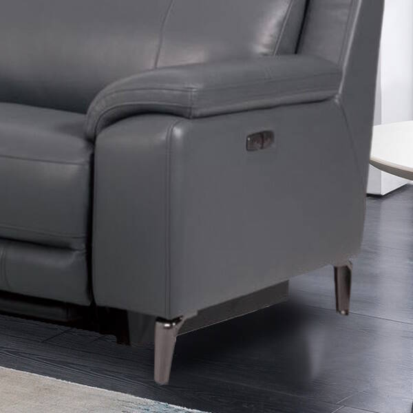 CHAISELONGUE MOD. SOREN VF/IZDA PIEL GRIS CLARO - Imagen 3