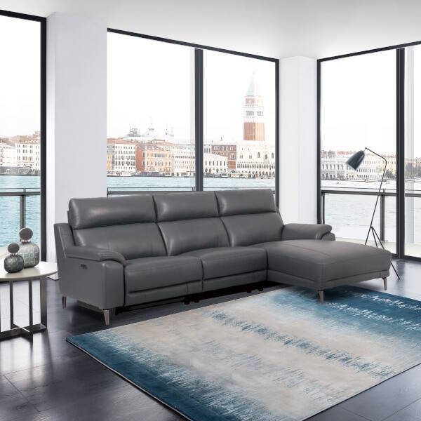 CHAISELONGUE MOD. SOREN VF/DCHA PIEL GRIS OSCURO