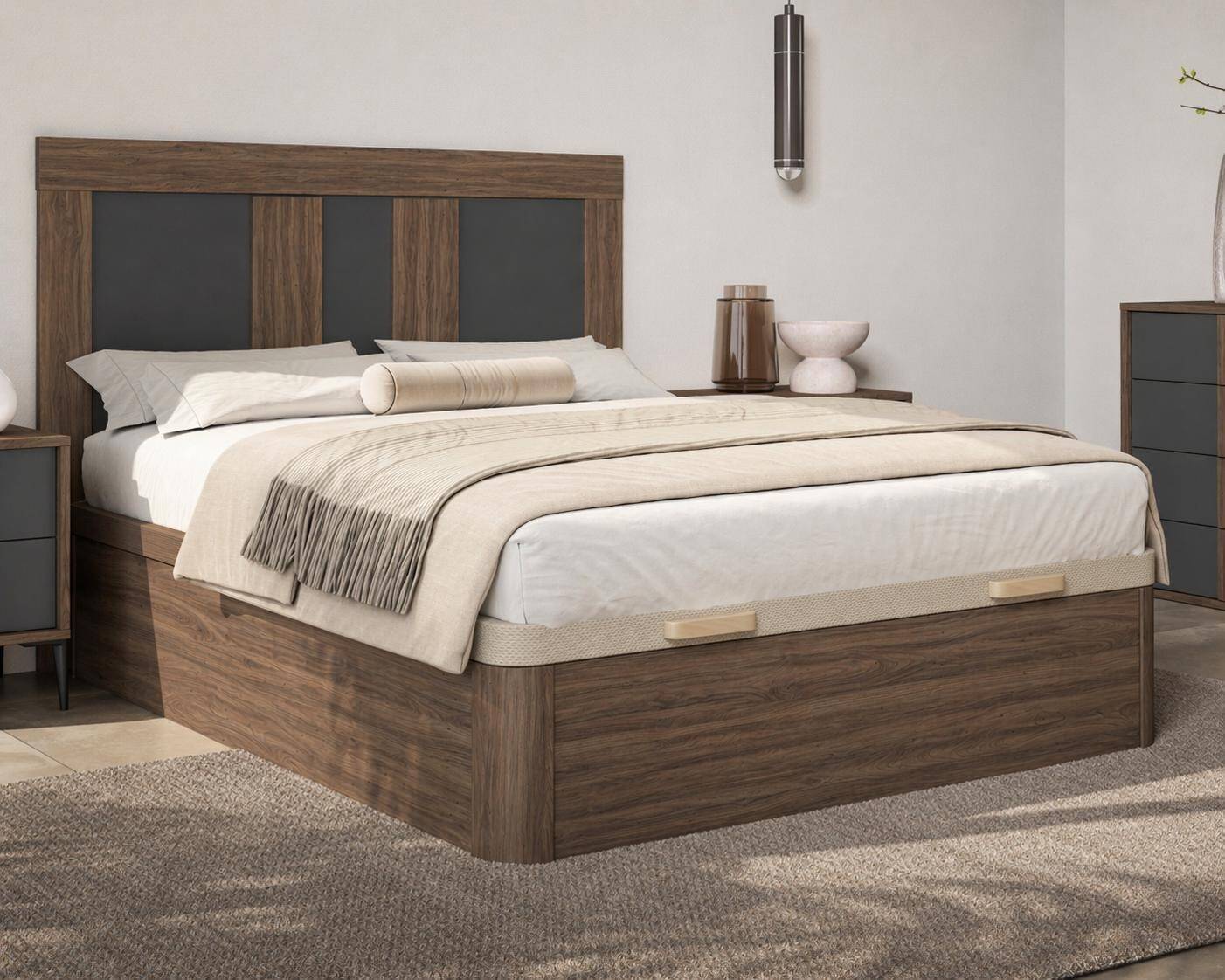 CANAPE MOD. SUIZA 150*190 C/ NOGAL - TAPA VAINILLA