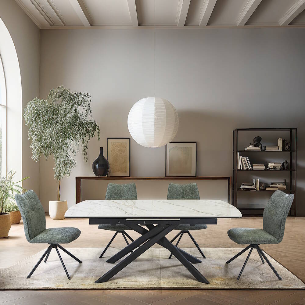 MESA COMEDOR EXTENSIBLE MOD. THIAGO (140) PATA NEGRA 140/180 cm